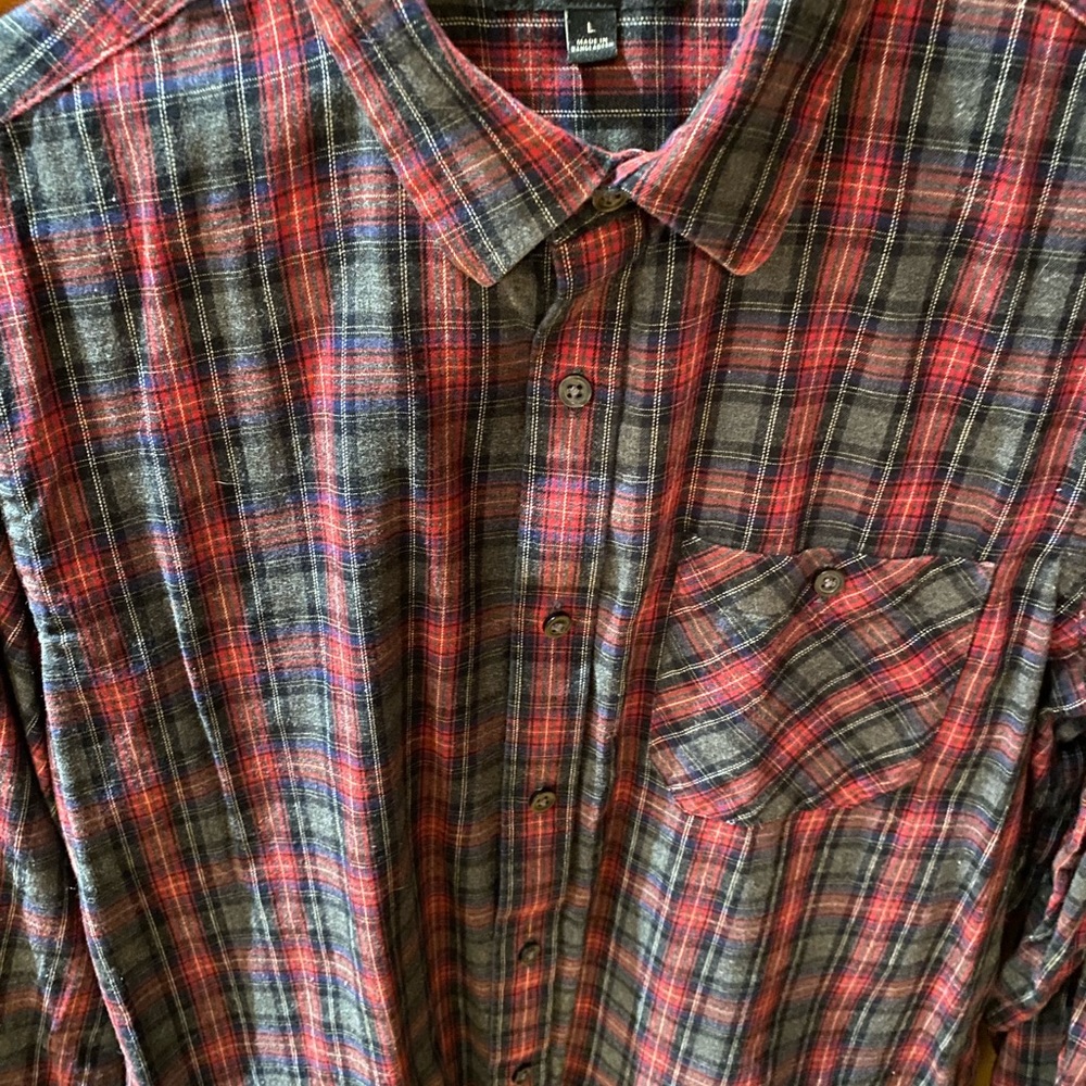 Banana Republic Red and Blue Plaid Casual Shirt